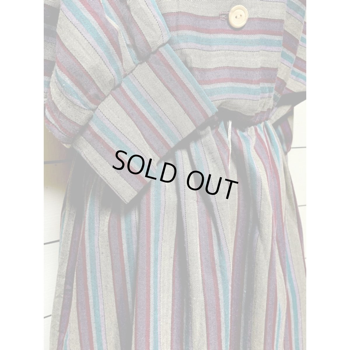 画像7: ストライプ ボーダー ドルマン UNIONMADE ウエストゴム レトロ USA古着 ヴィンテージワンピース (7)