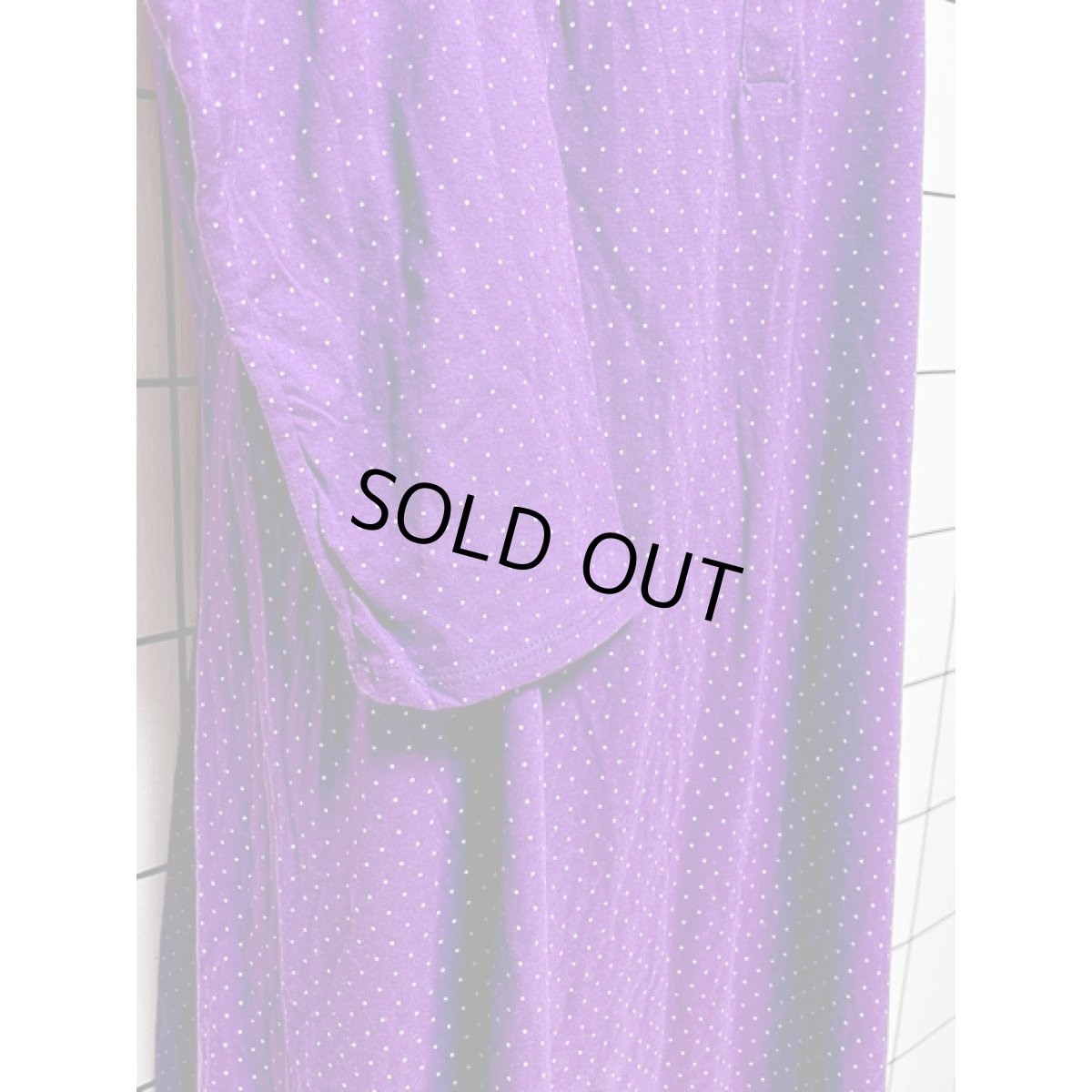 画像8: ドット柄 レース  リボンテープ パープル ホワイト レトロ USA古着 ヴィンテージワンピース (8)