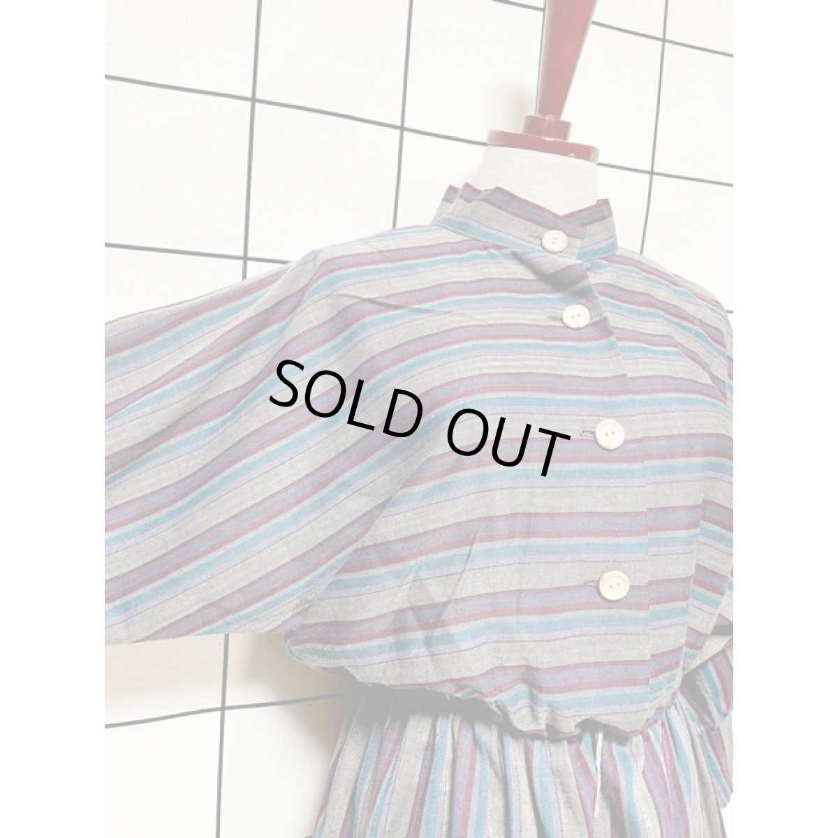 画像6: ストライプ ボーダー ドルマン UNIONMADE ウエストゴム レトロ USA古着 ヴィンテージワンピース (6)