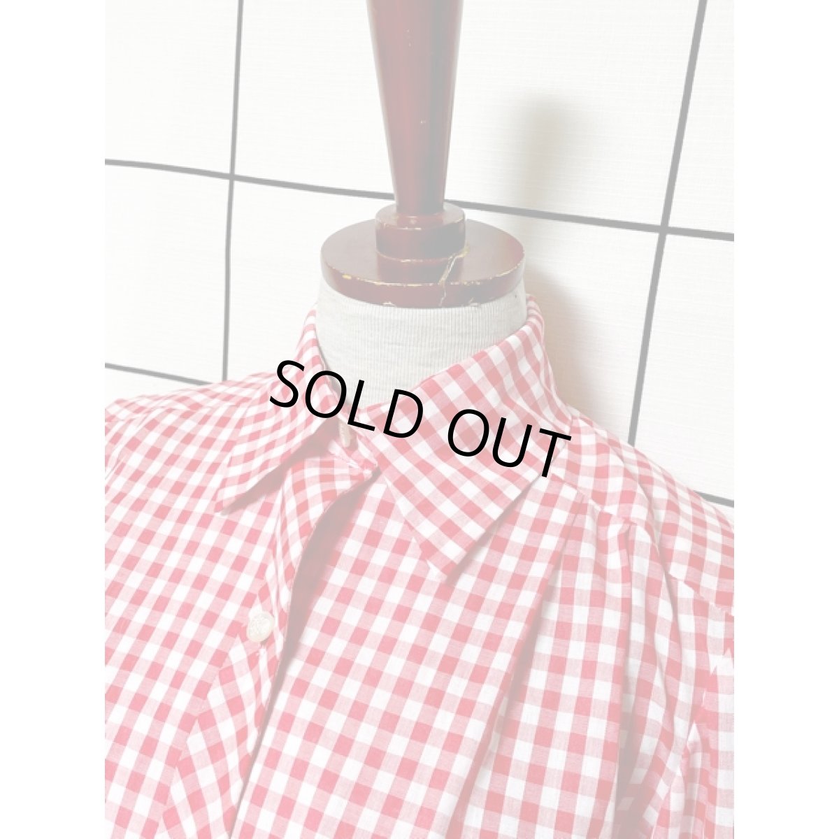 画像4: ギンガムチェック レトロ USA古着 シャツ 長袖 ヴィンテージブラウス (4)