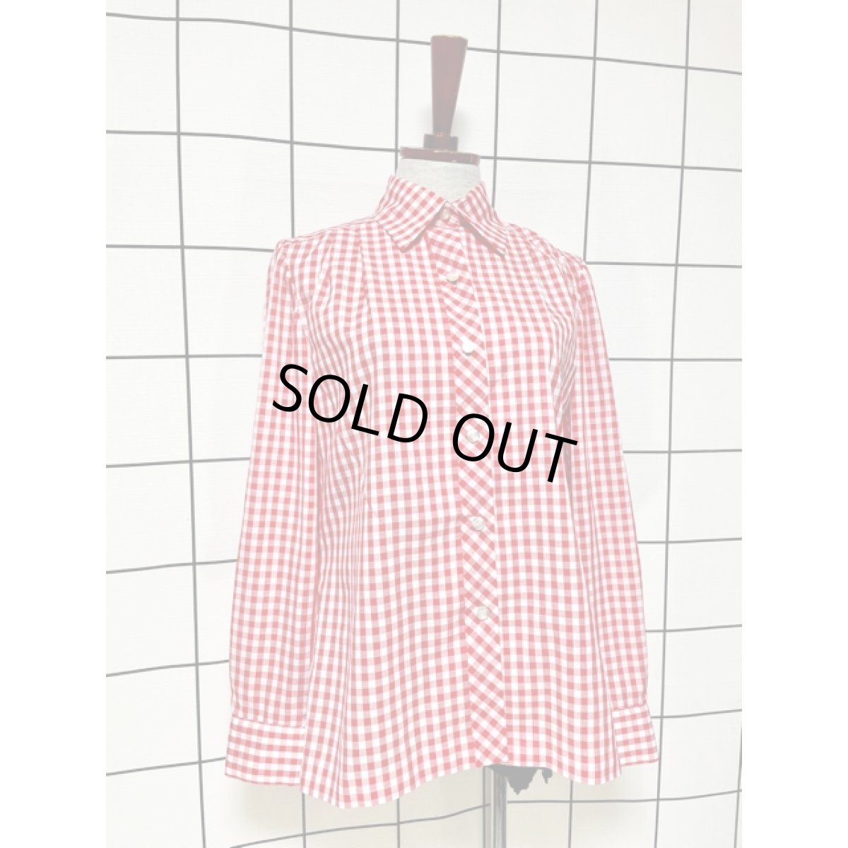 画像3: ギンガムチェック レトロ USA古着 シャツ 長袖 ヴィンテージブラウス (3)