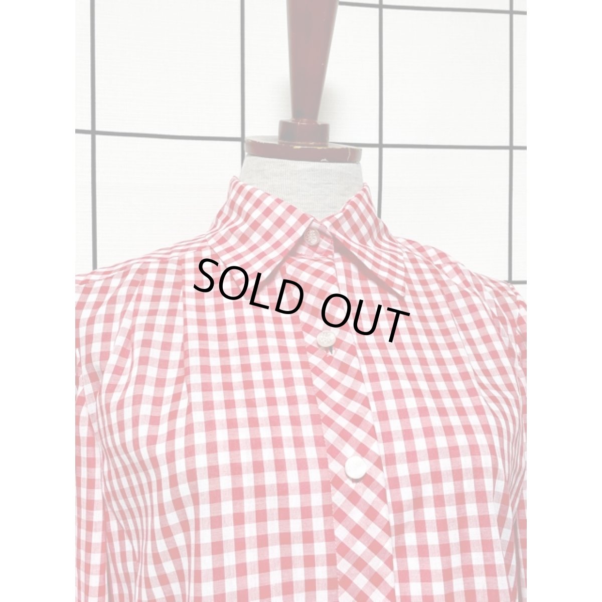 画像5: ギンガムチェック レトロ USA古着 シャツ 長袖 ヴィンテージブラウス (5)