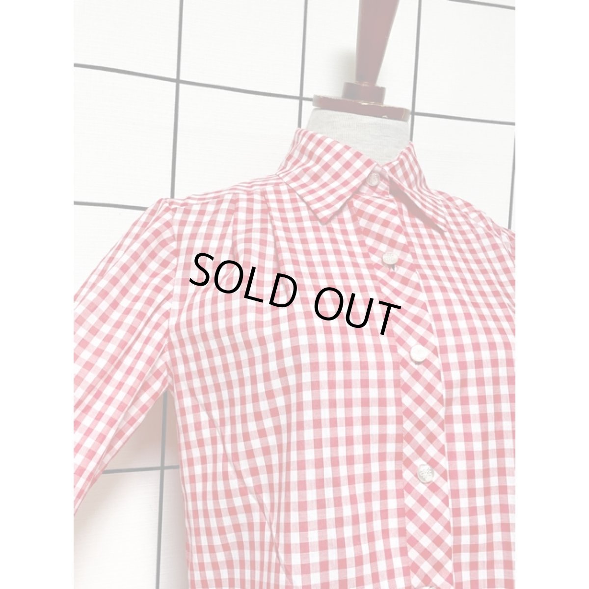 画像6: ギンガムチェック レトロ USA古着 シャツ 長袖 ヴィンテージブラウス (6)