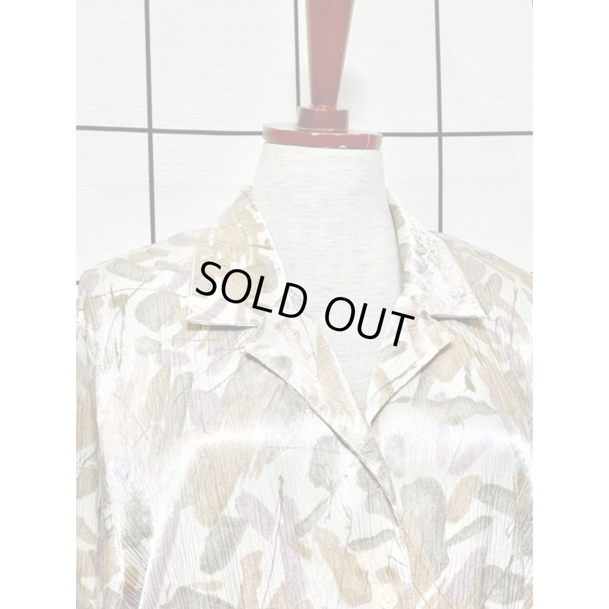 画像5: アート柄 前開き 総柄 ウエストゴム 長袖 レトロ USA古着 ヴィンテージシャツワンピース (5)