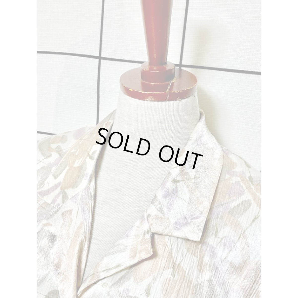 画像4: アート柄 前開き 総柄 ウエストゴム 長袖 レトロ USA古着 ヴィンテージシャツワンピース (4)