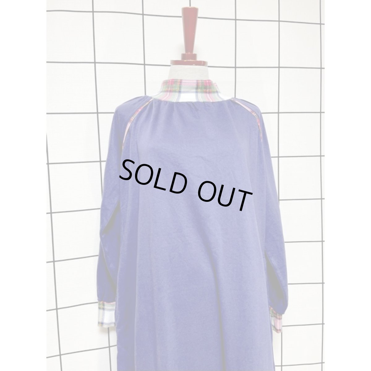 画像3: チェック切り替え ゆったりサイズ レトロ USA古着 ヴィンテージワンピース (3)