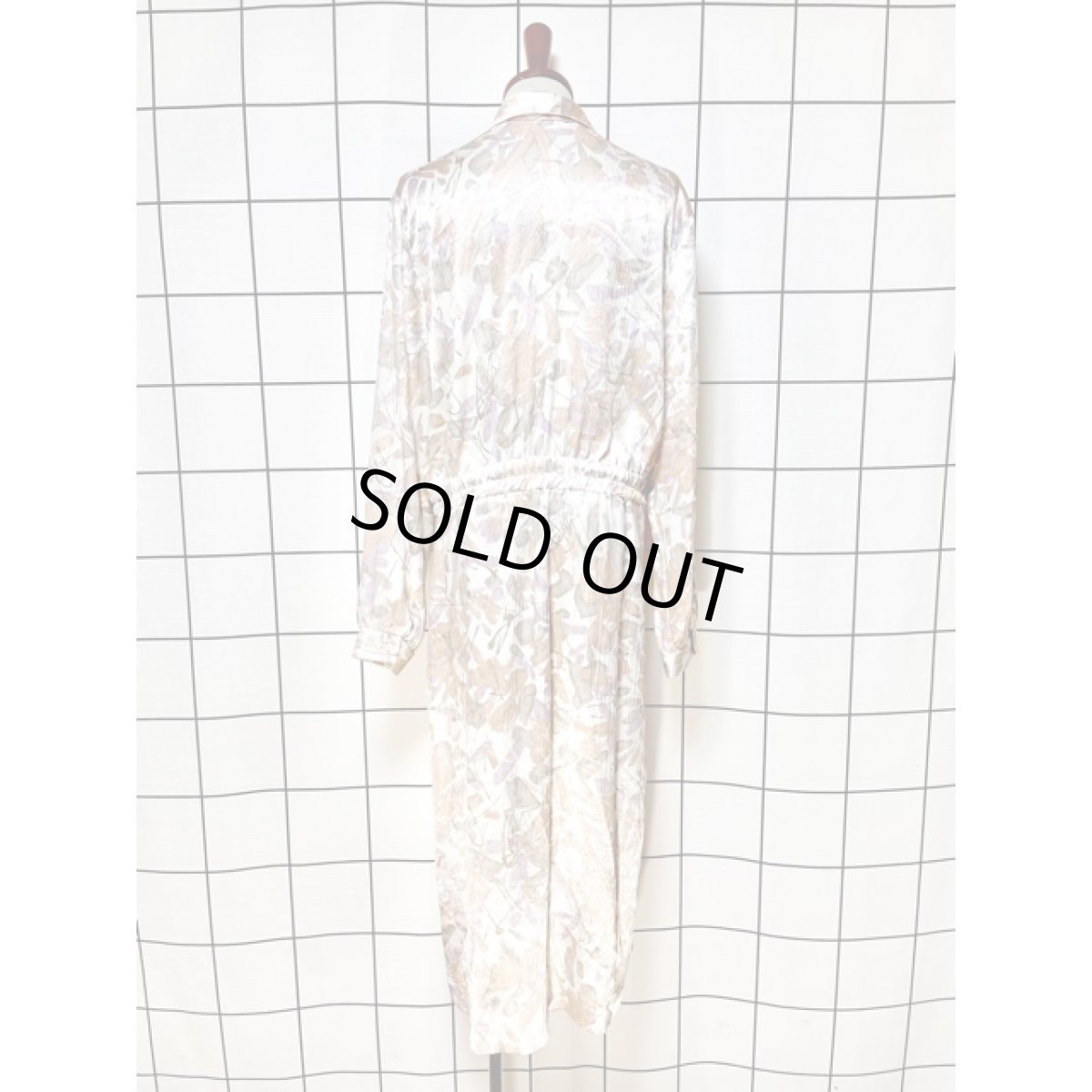 画像2: アート柄 前開き 総柄 ウエストゴム 長袖 レトロ USA古着 ヴィンテージシャツワンピース (2)