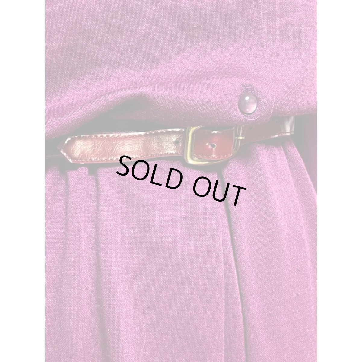 画像8: ベルト付 首元フリル ウエストゴム レトロ 長袖 USA古着 ヴィンテージワンピース (8)