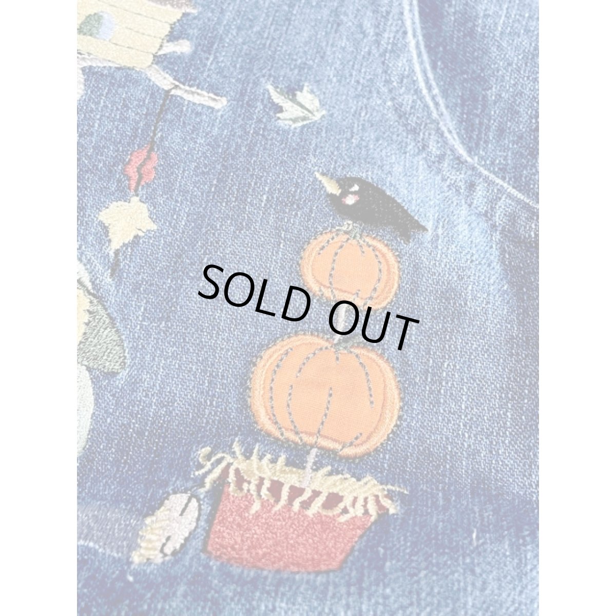 画像16: デニム 刺繍パッチ ノースリーブ レトロ USA古着 ヴィンテージワンピース (16)