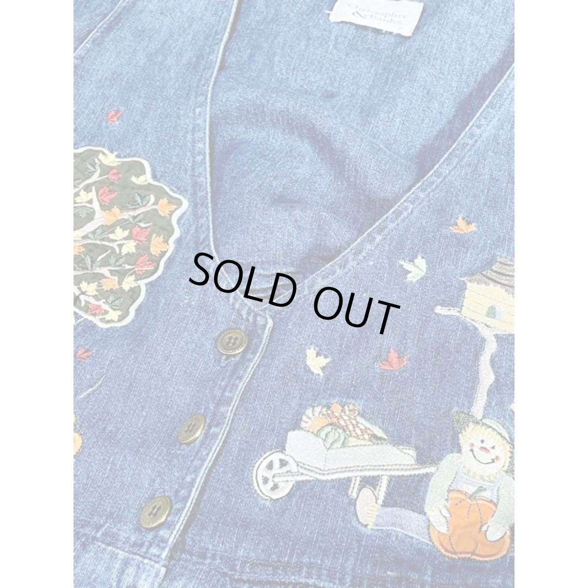 画像12: デニム 刺繍パッチ ノースリーブ レトロ USA古着 ヴィンテージワンピース (12)