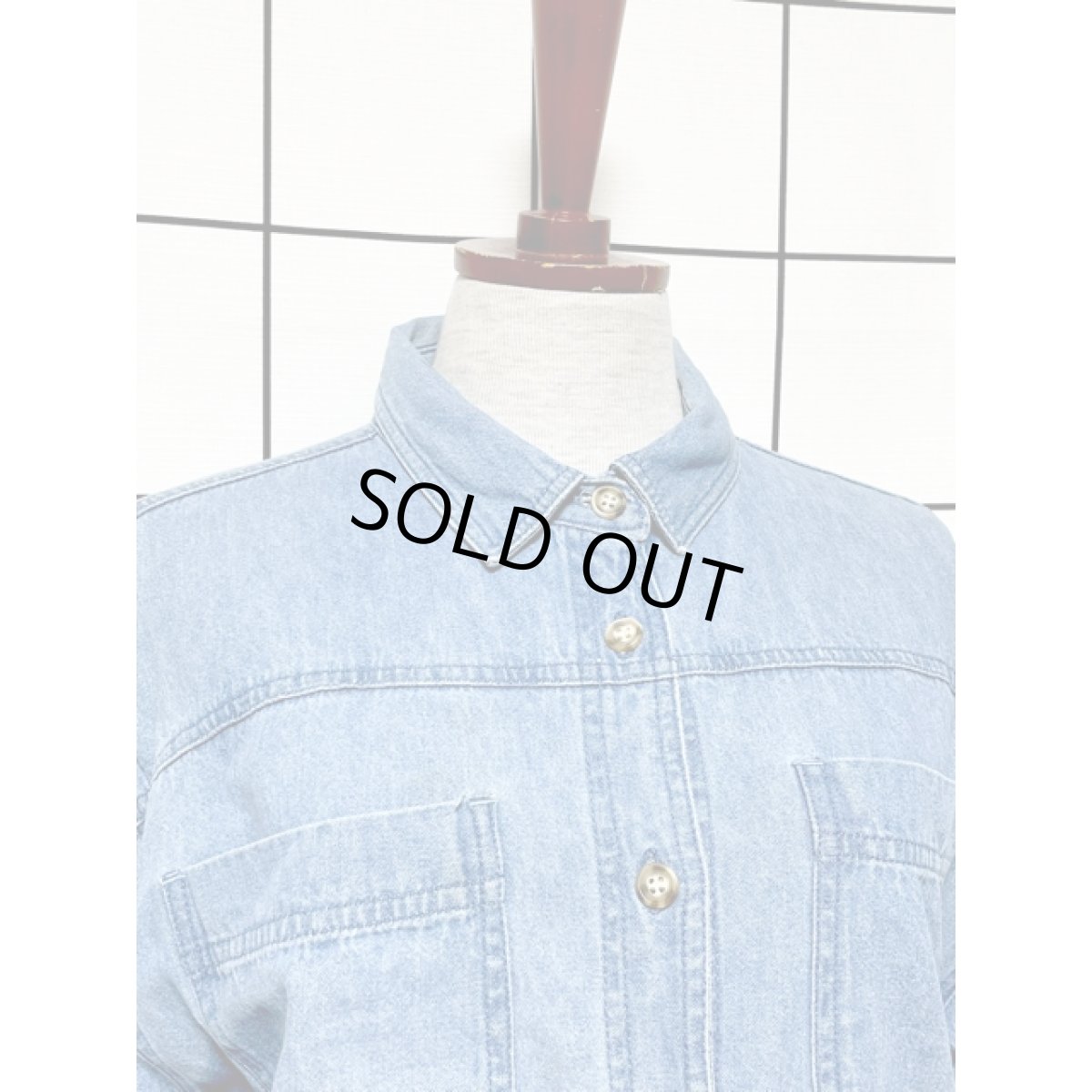 画像6: デニム  前開き ウエストゴム 長袖 レトロ USA古着 ヴィンテージワンピース (6)