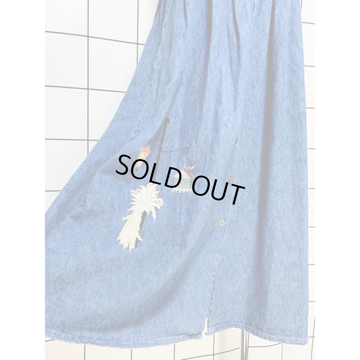 画像10: デニム 刺繍パッチ ノースリーブ レトロ USA古着 ヴィンテージワンピース (10)