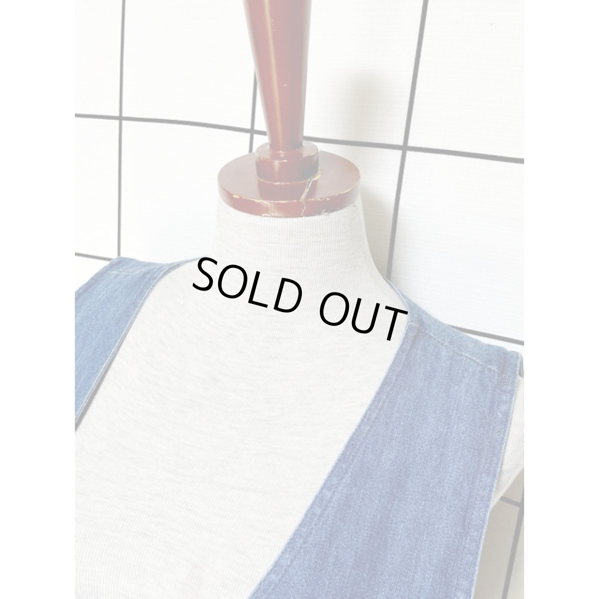 画像5: デニム 刺繍パッチ ノースリーブ レトロ USA古着 ヴィンテージワンピース (5)