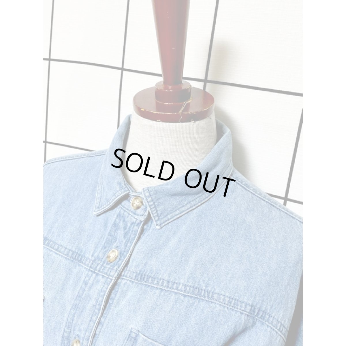 画像5: デニム  前開き ウエストゴム 長袖 レトロ USA古着 ヴィンテージワンピース (5)