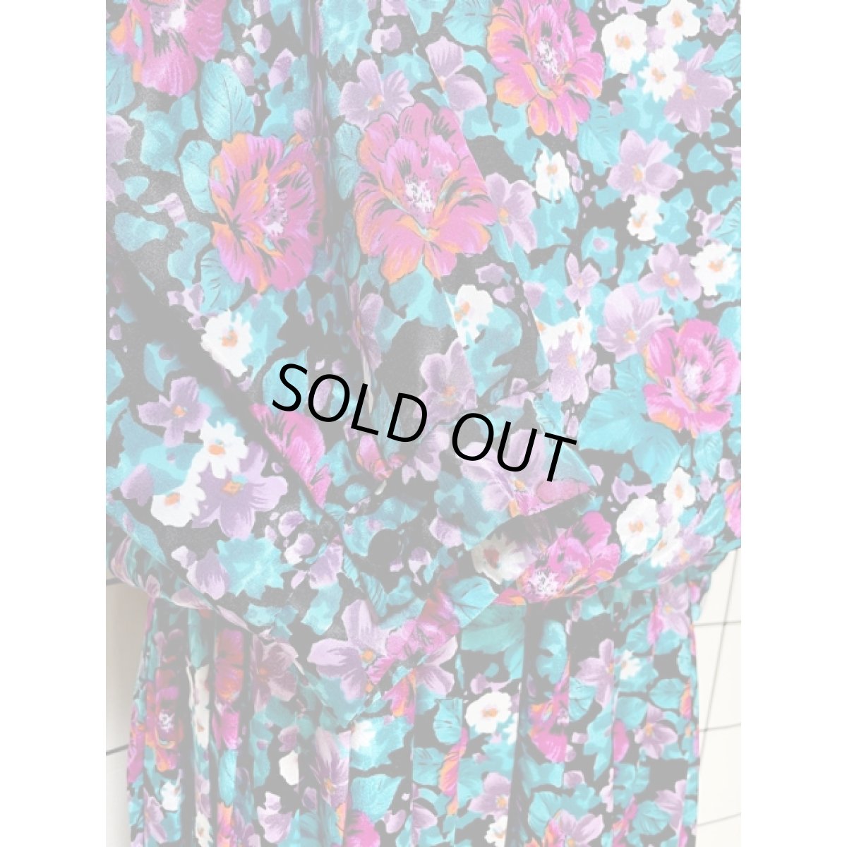 画像8: 花柄 レース襟 プリーツ切り替え ウエストゴム ビッグカラー レトロ USA古着 ヴィンテージワンピース (8)