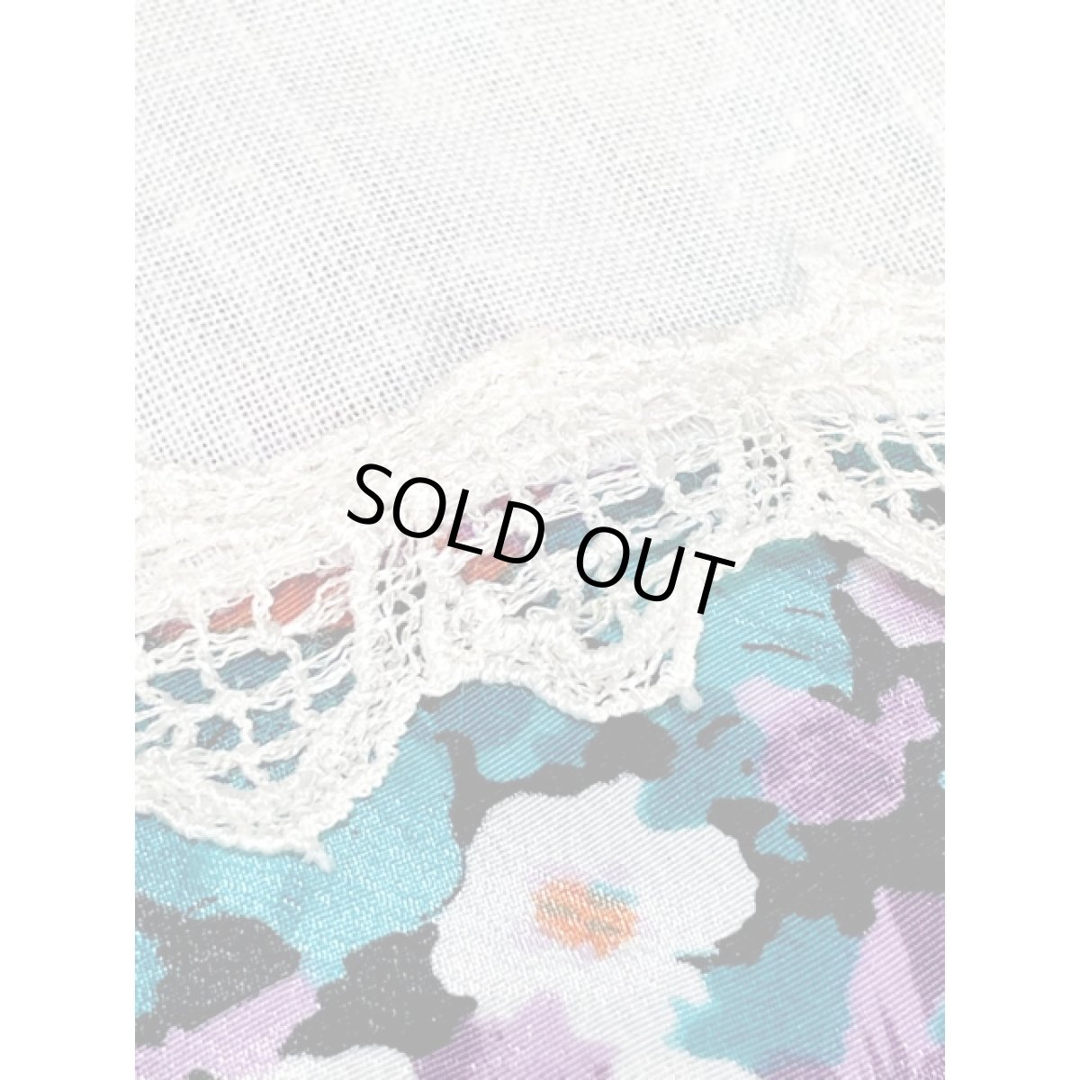 画像13: 花柄 レース襟 プリーツ切り替え ウエストゴム ビッグカラー レトロ USA古着 ヴィンテージワンピース (13)