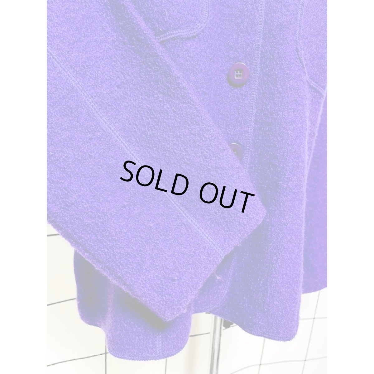 画像7: フェイクファー襟付 パープル ブラック レトロ USA古着 ヴィンテージジャケット (7)