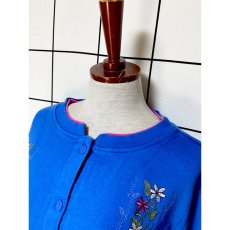 画像4: 花刺繍 ブルー 前開き レトロ USA古着 ヴィンテージスウェット (4)