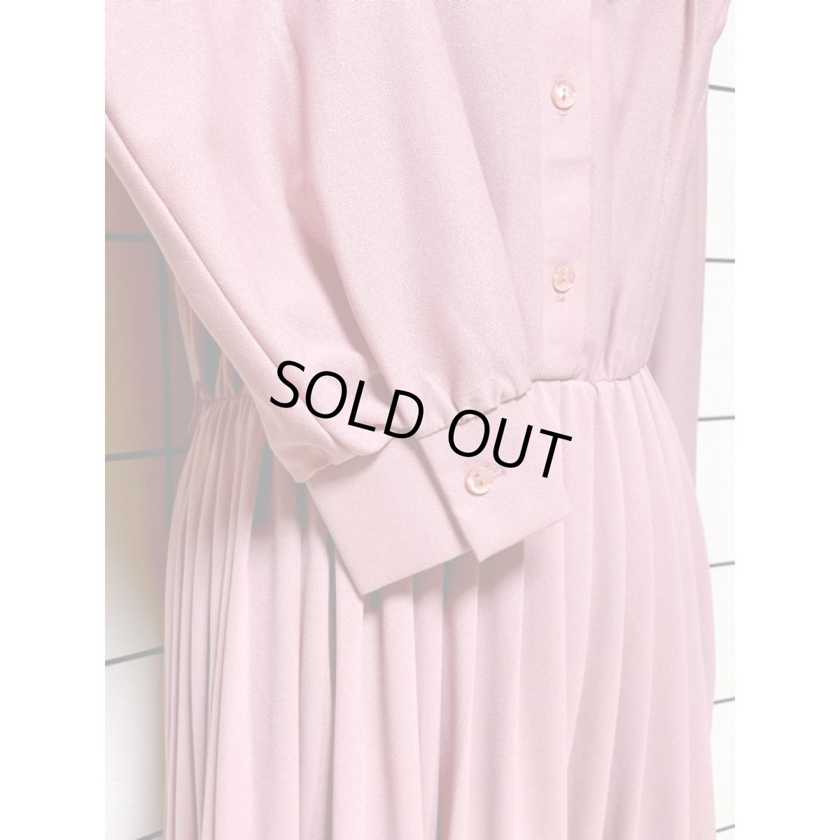 画像7: リボンタイ フロントタック くすんだピンク パーティーにもおすすめ レトロ USA古着 ヴィンテージドレス (7)