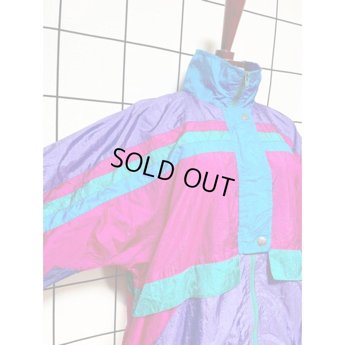 画像6: マルチカラー ジップアップ USA古着 ジャンパー ブルゾン ヴィンテージナイロンジャケット (6)