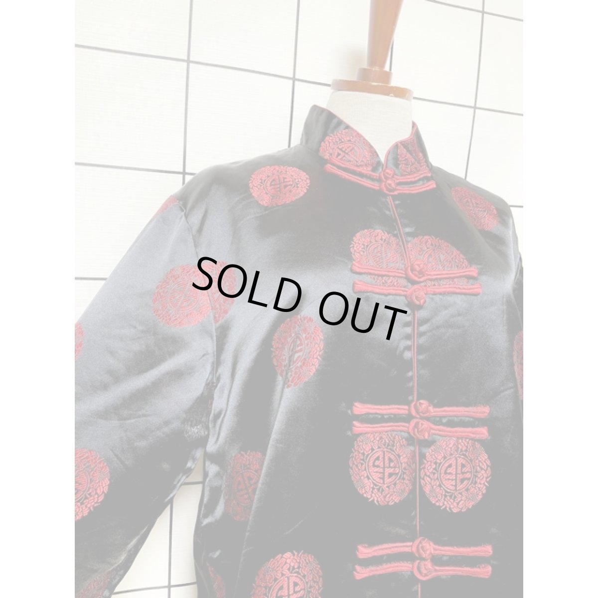 画像6: チャイナボタン 刺繍 ブラック レッド レトロ 古着 シャツ ヴィンテージチャイナブラウス (6)