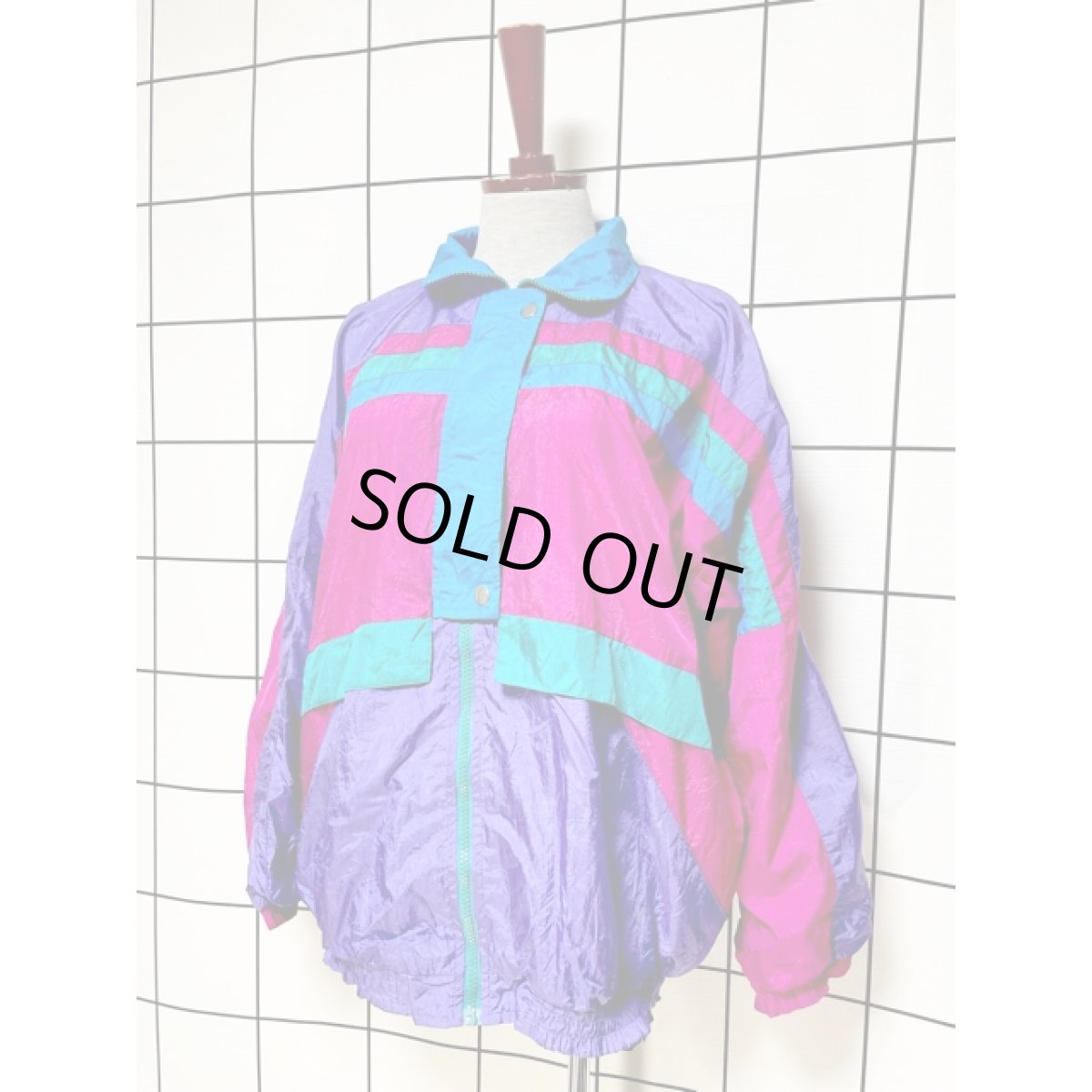 画像9: マルチカラー ジップアップ USA古着 ジャンパー ブルゾン ヴィンテージナイロンジャケット (9)