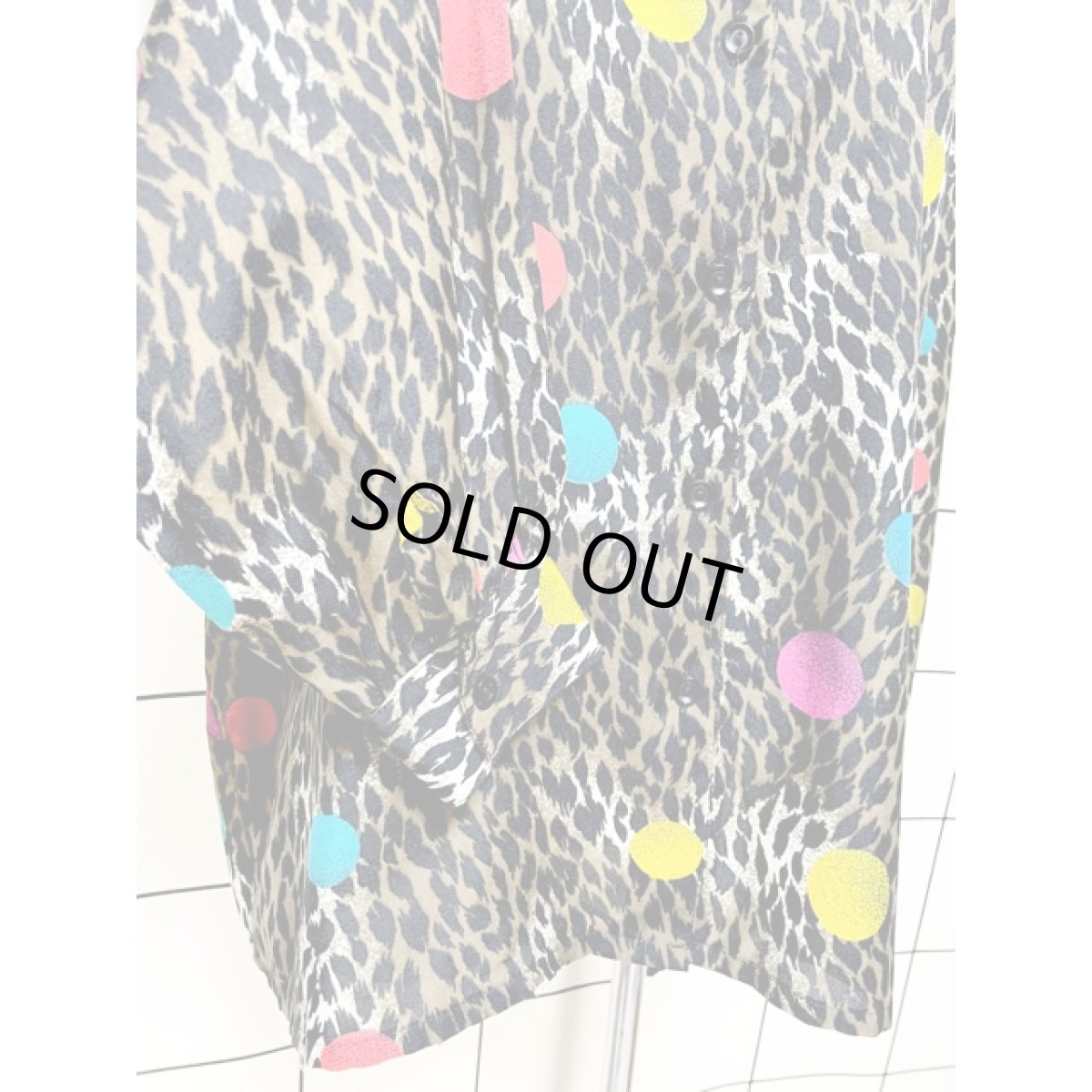 画像7: レオパード柄  ドット レトロ USA古着 シャツ ヴィンテージブラウス (7)