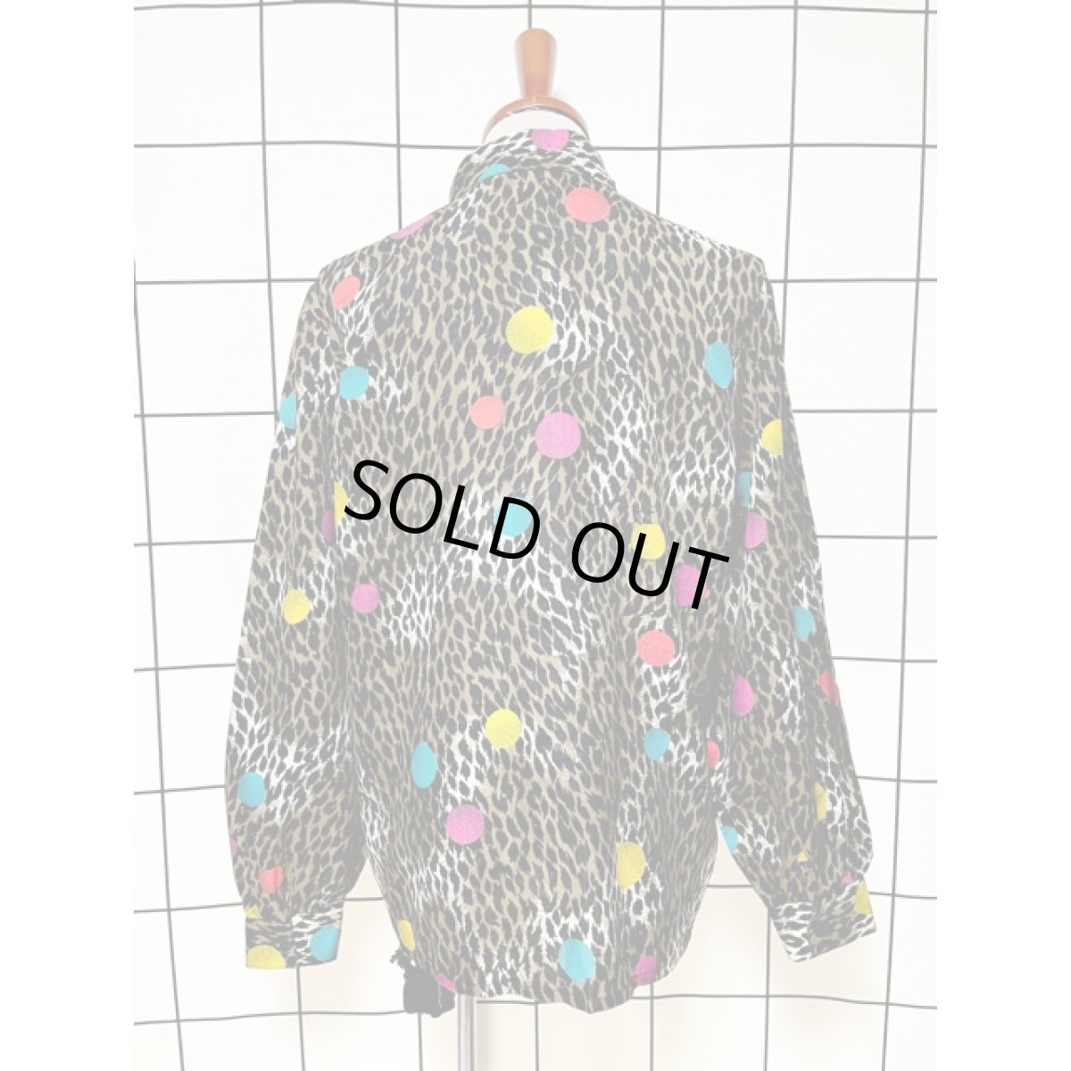 画像2: レオパード柄  ドット レトロ USA古着 シャツ ヴィンテージブラウス (2)