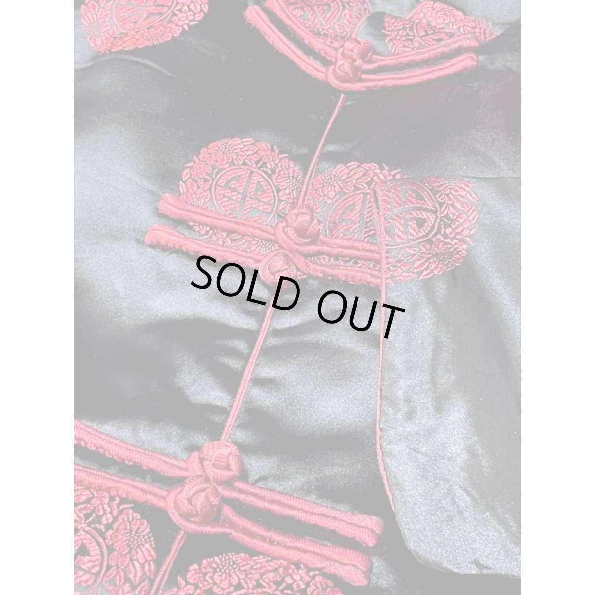 画像8: チャイナボタン 刺繍 ブラック レッド レトロ 古着 シャツ ヴィンテージチャイナブラウス (8)