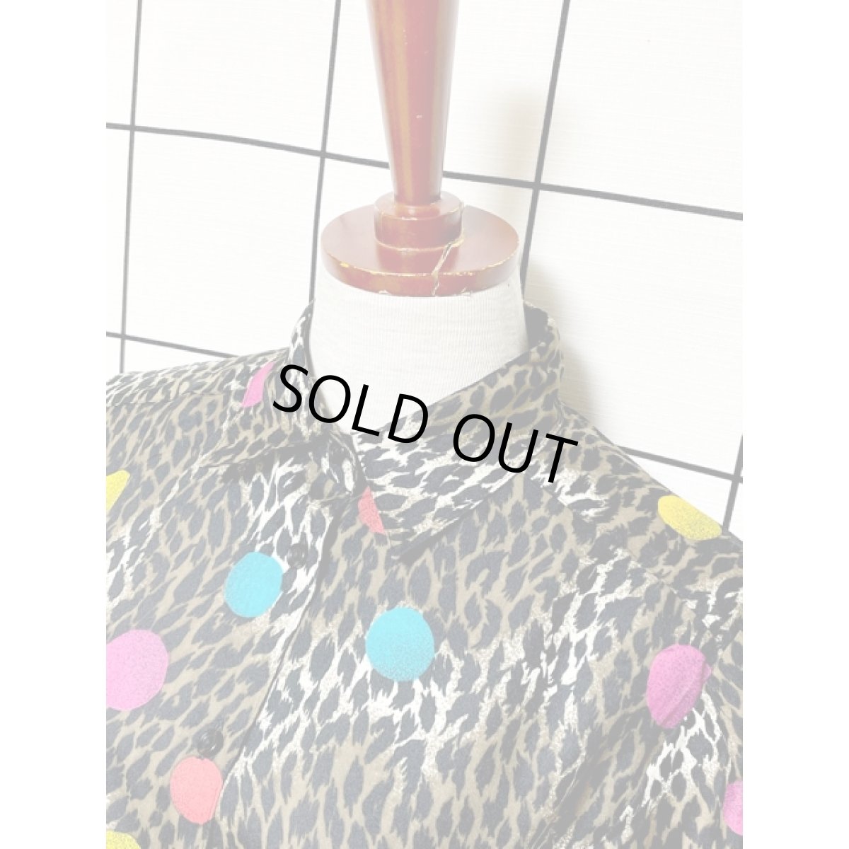 画像4: レオパード柄  ドット レトロ USA古着 シャツ ヴィンテージブラウス (4)