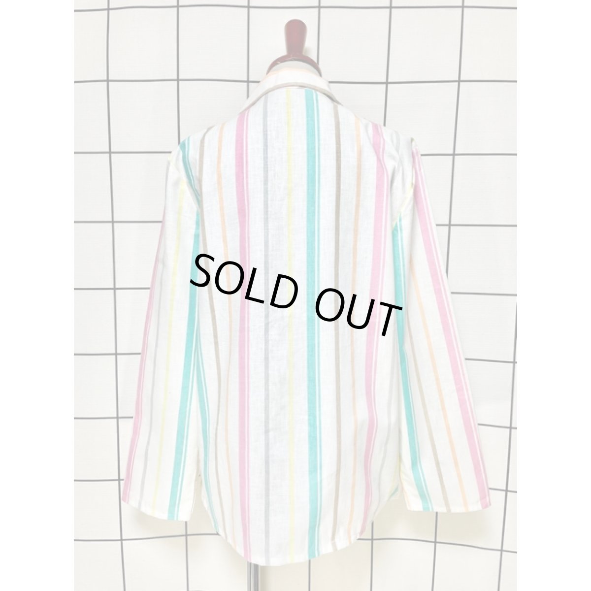 画像2: ストライプ レトロ USA古着 ヴィンテージ薄手ジャケット (2)