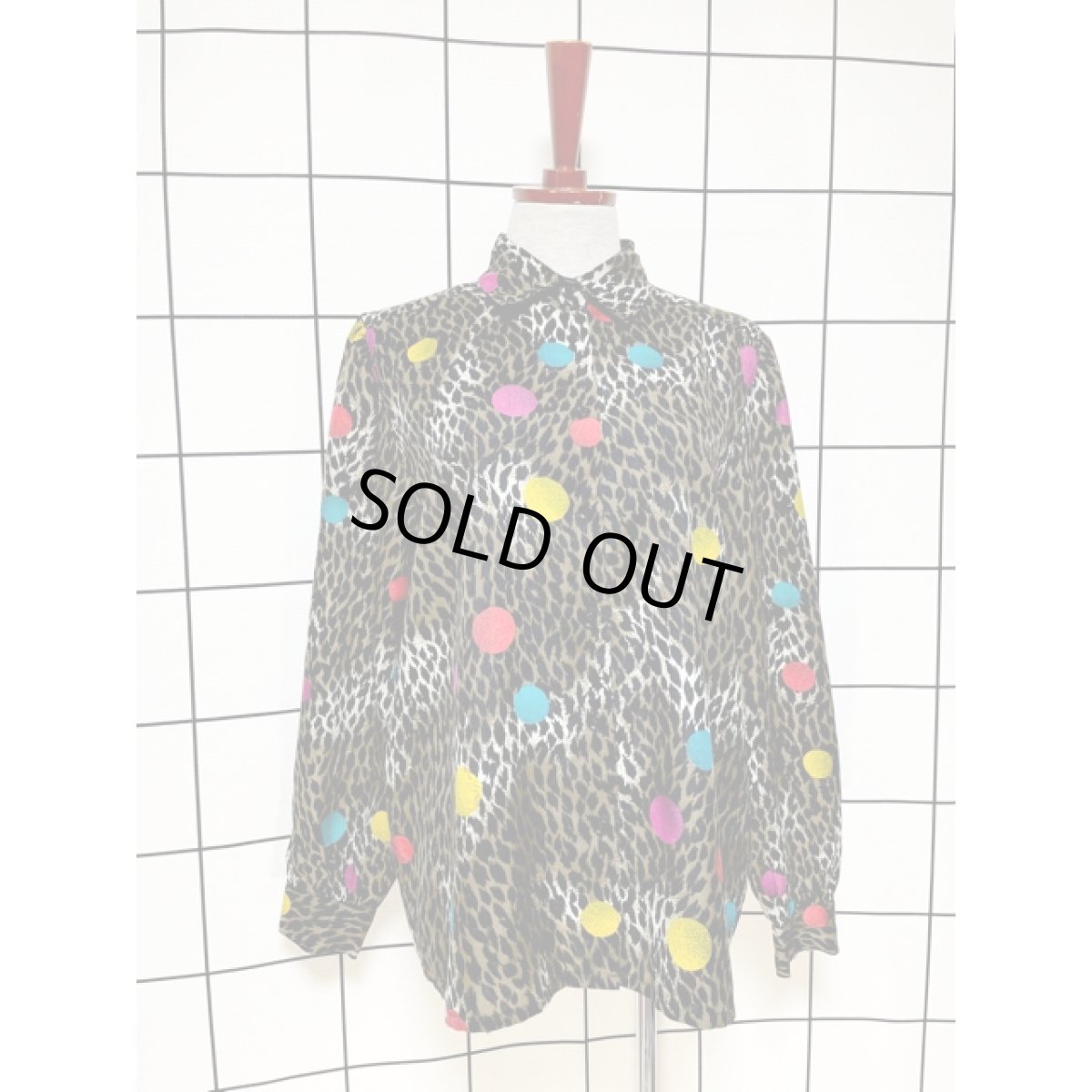 画像3: レオパード柄  ドット レトロ USA古着 シャツ ヴィンテージブラウス (3)