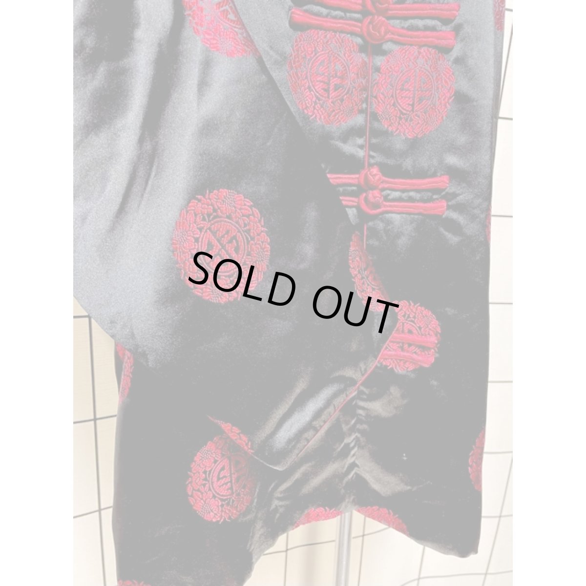 画像7: チャイナボタン 刺繍 ブラック レッド レトロ 古着 シャツ ヴィンテージチャイナブラウス (7)