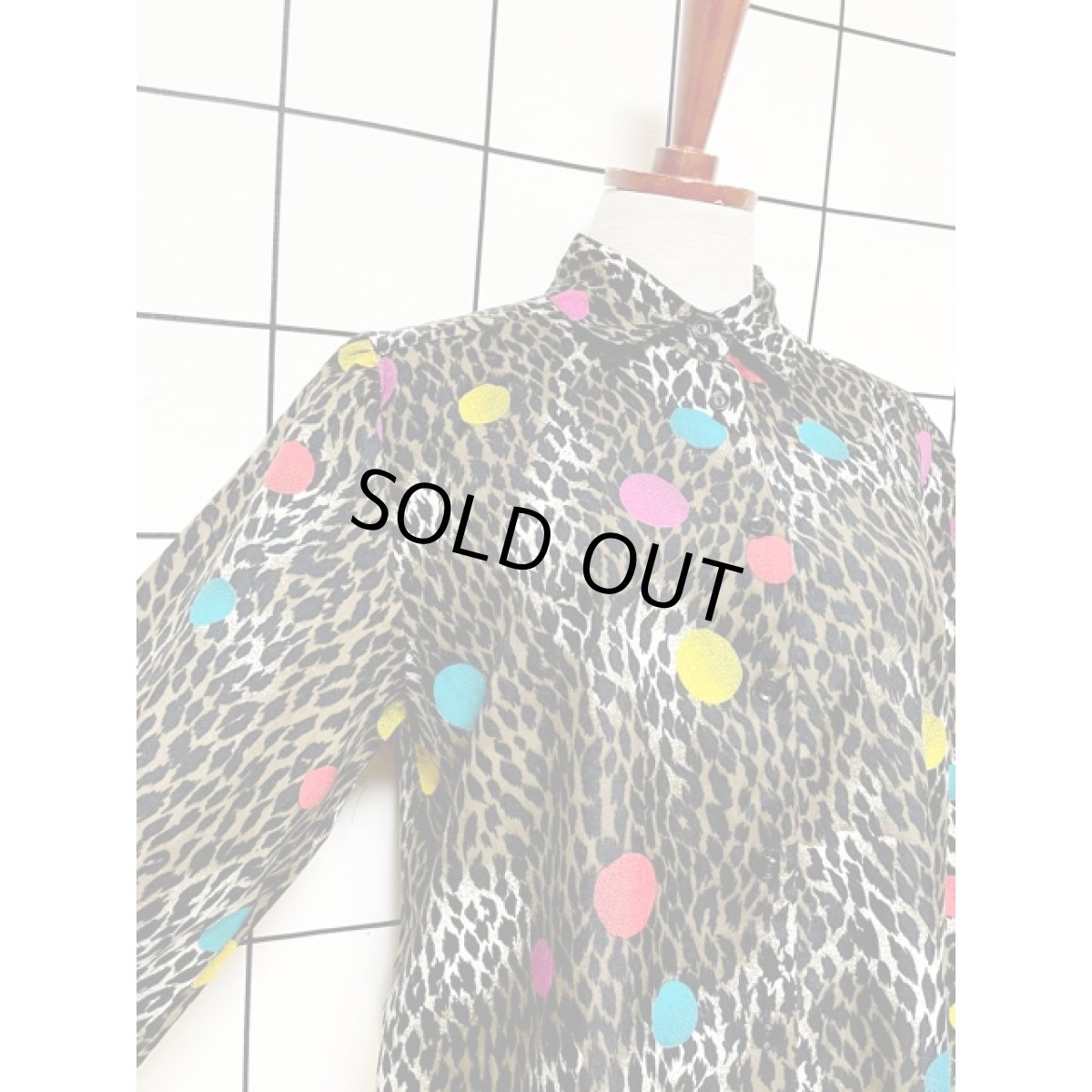 画像6: レオパード柄  ドット レトロ USA古着 シャツ ヴィンテージブラウス (6)