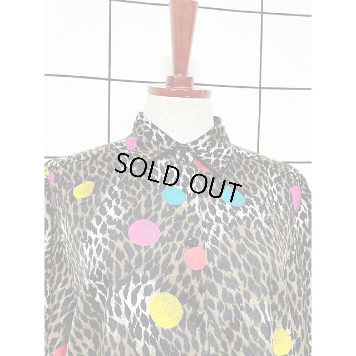 画像5: レオパード柄  ドット レトロ USA古着 シャツ ヴィンテージブラウス (5)