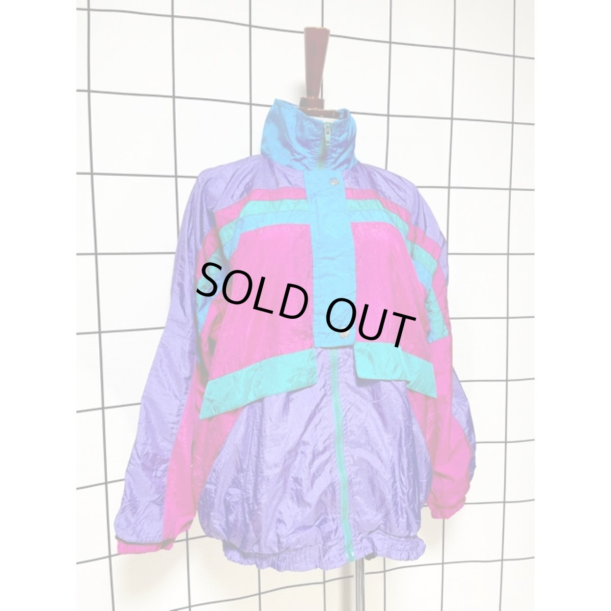 画像3: マルチカラー ジップアップ USA古着 ジャンパー ブルゾン ヴィンテージナイロンジャケット (3)