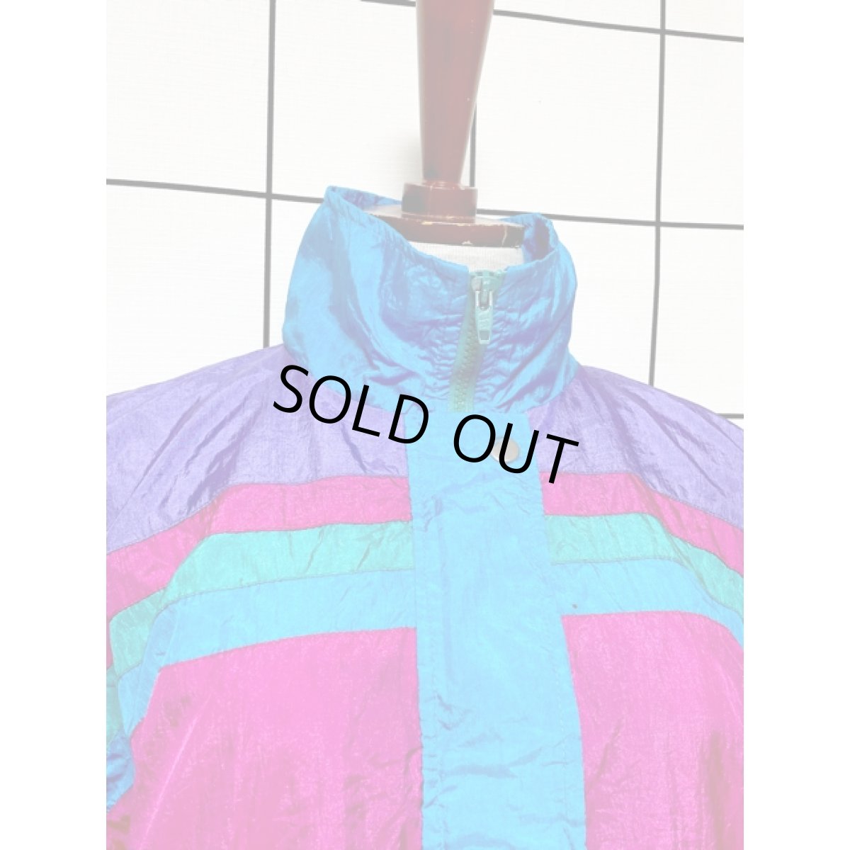 画像5: マルチカラー ジップアップ USA古着 ジャンパー ブルゾン ヴィンテージナイロンジャケット (5)