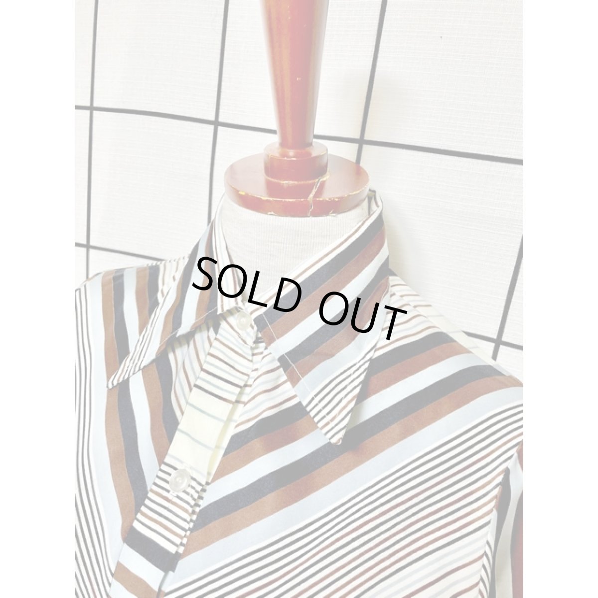 画像4: ストライプ UNIONMADE レトロ USA古着 長袖 シャツ ヴィンテージブラウス (4)