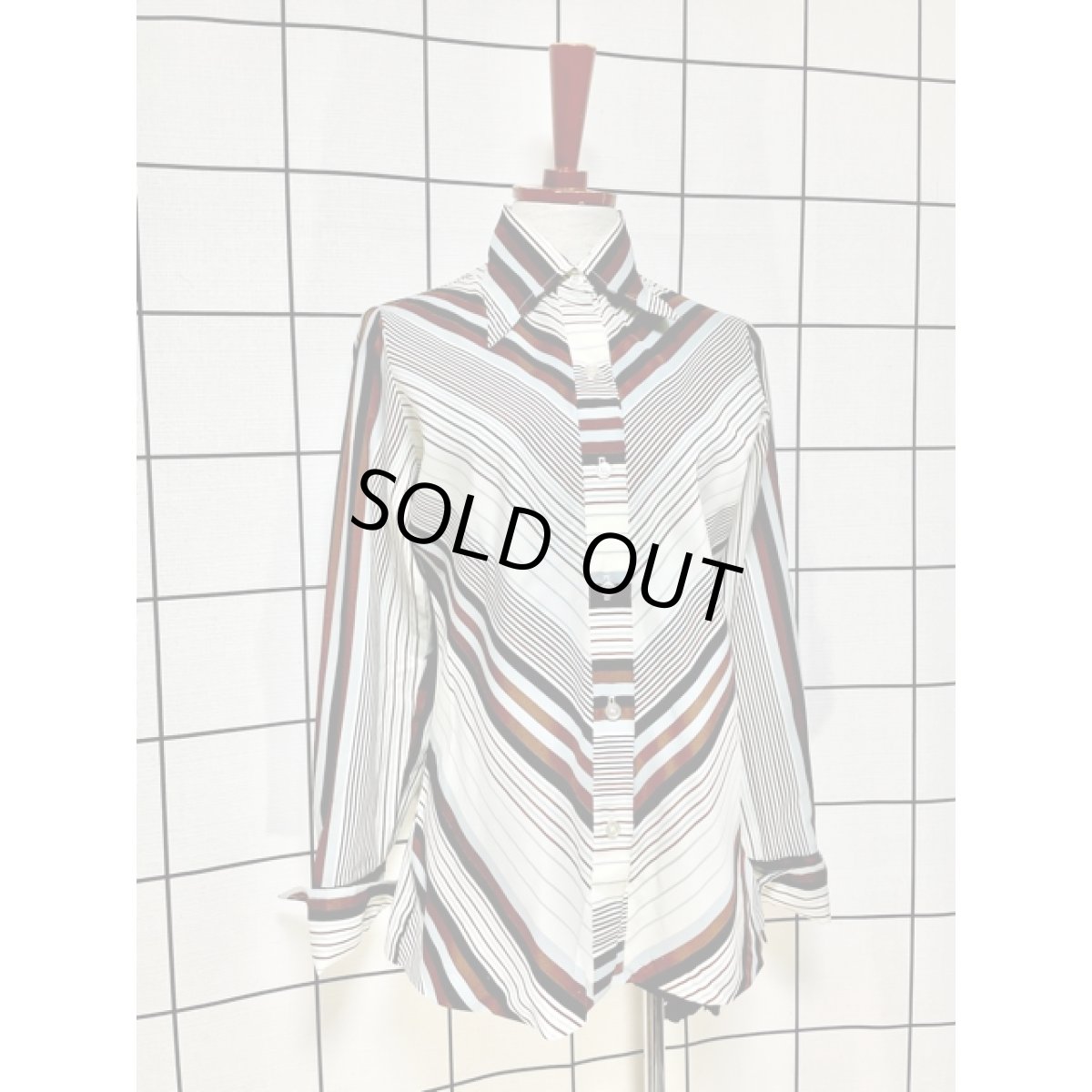 画像3: ストライプ UNIONMADE レトロ USA古着 長袖 シャツ ヴィンテージブラウス (3)