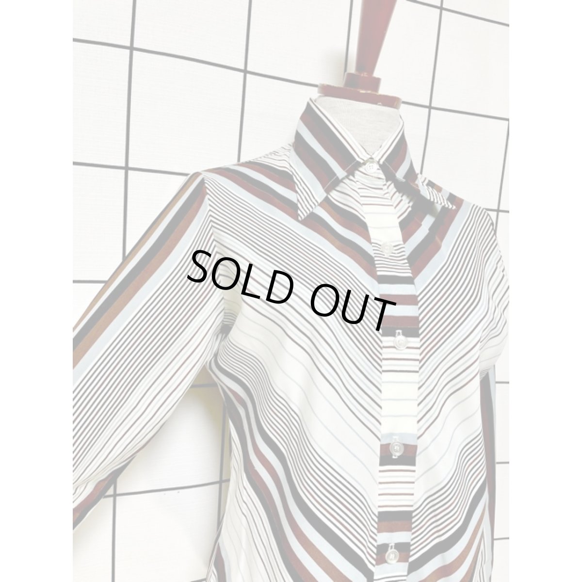 画像6: ストライプ UNIONMADE レトロ USA古着 長袖 シャツ ヴィンテージブラウス (6)