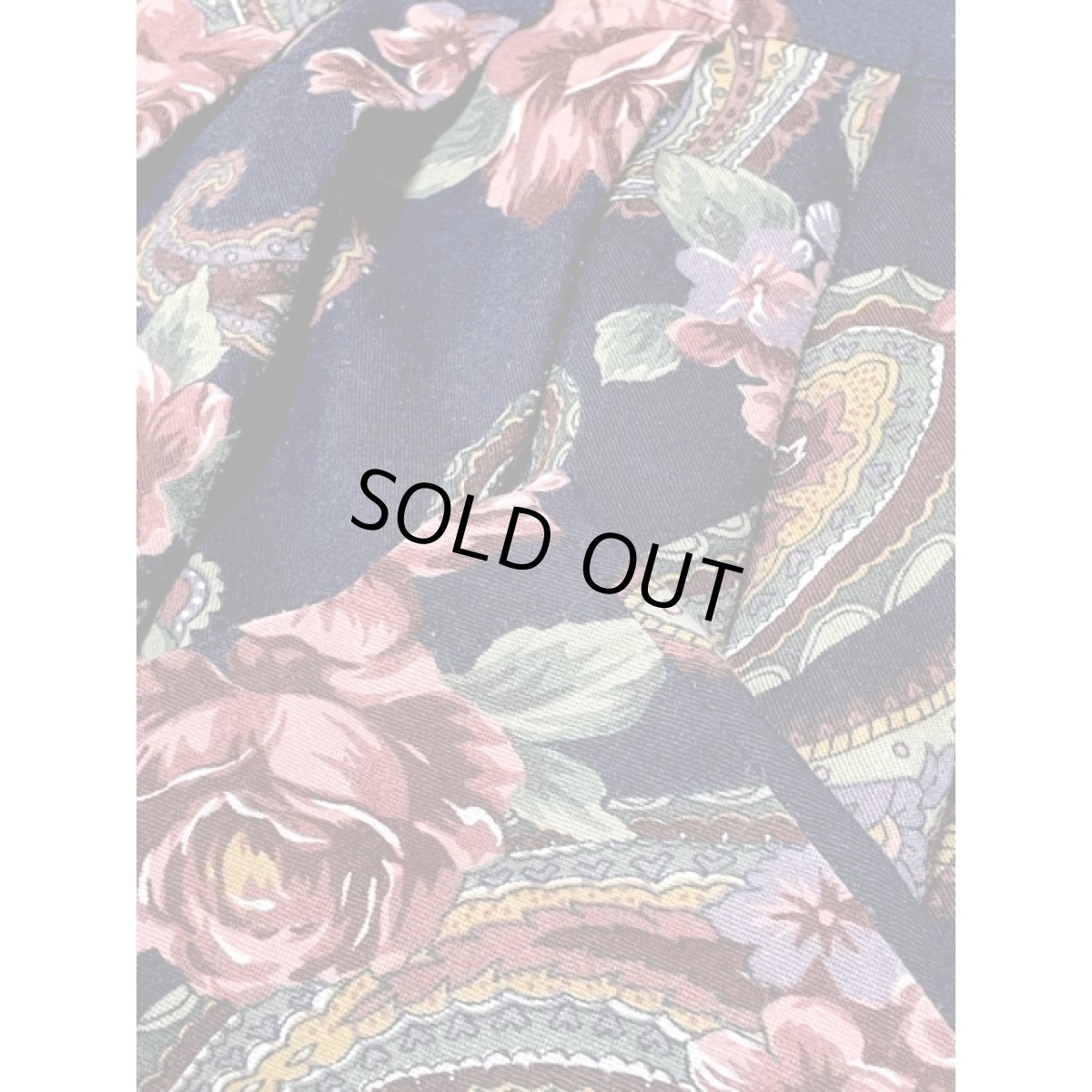 画像7: ペイズリー 花柄 ネイビー ウエストゴム レトロ USA古着 ヴィンテージスカート (7)