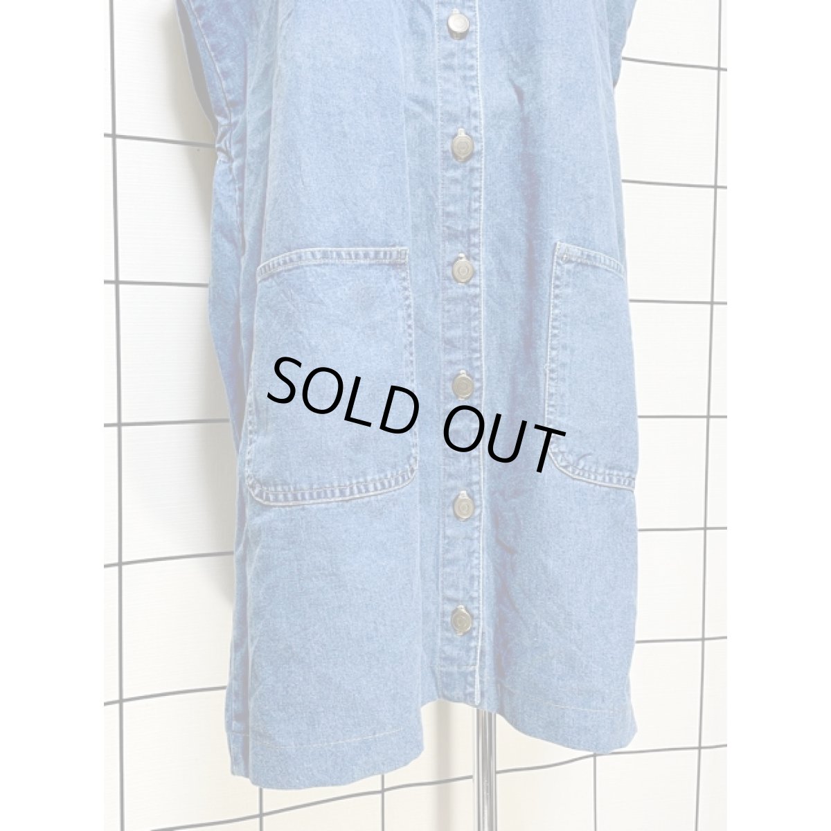 画像10: デニム 前開き ノースリーブ レトロ Guatemala 古着 ヴィンテージシャツワンピース (10)