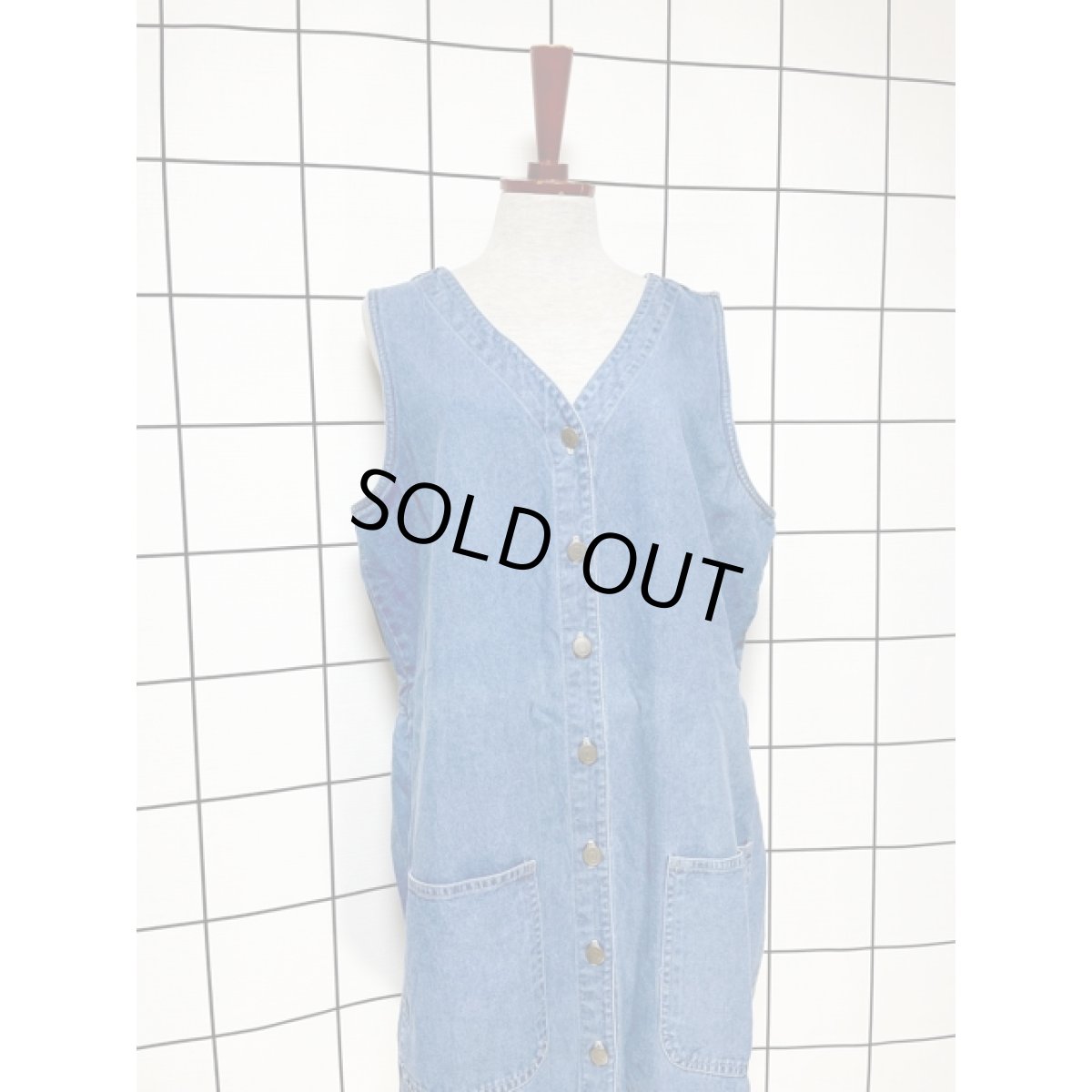 画像6: デニム 前開き ノースリーブ レトロ Guatemala 古着 ヴィンテージシャツワンピース (6)