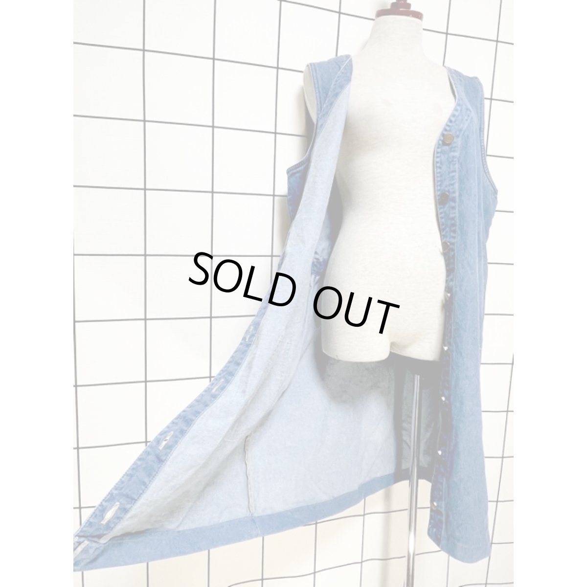 画像11: デニム 前開き ノースリーブ レトロ Guatemala 古着 ヴィンテージシャツワンピース (11)