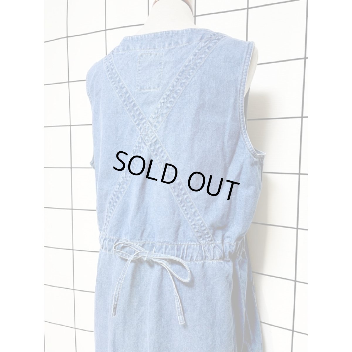 画像4: デニム 前開き ノースリーブ レトロ Guatemala 古着 ヴィンテージシャツワンピース (4)