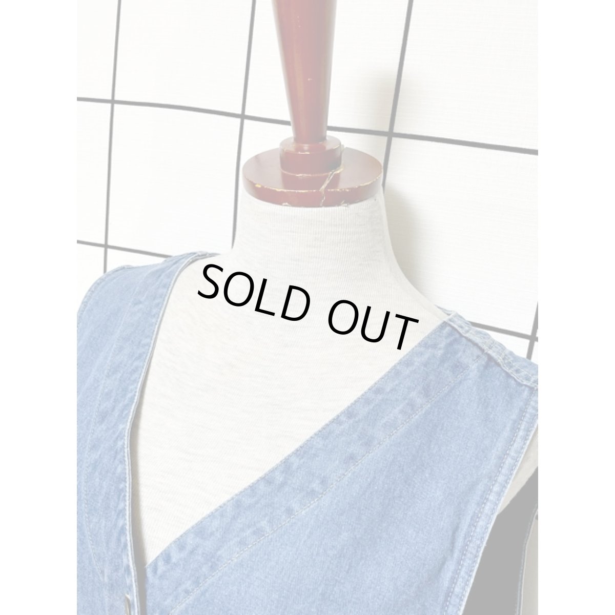 画像7: デニム 前開き ノースリーブ レトロ Guatemala 古着 ヴィンテージシャツワンピース (7)