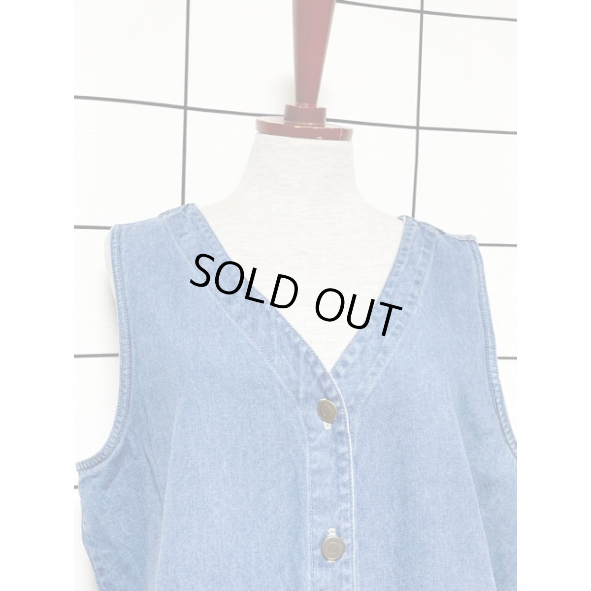 画像8: デニム 前開き ノースリーブ レトロ Guatemala 古着 ヴィンテージシャツワンピース (8)