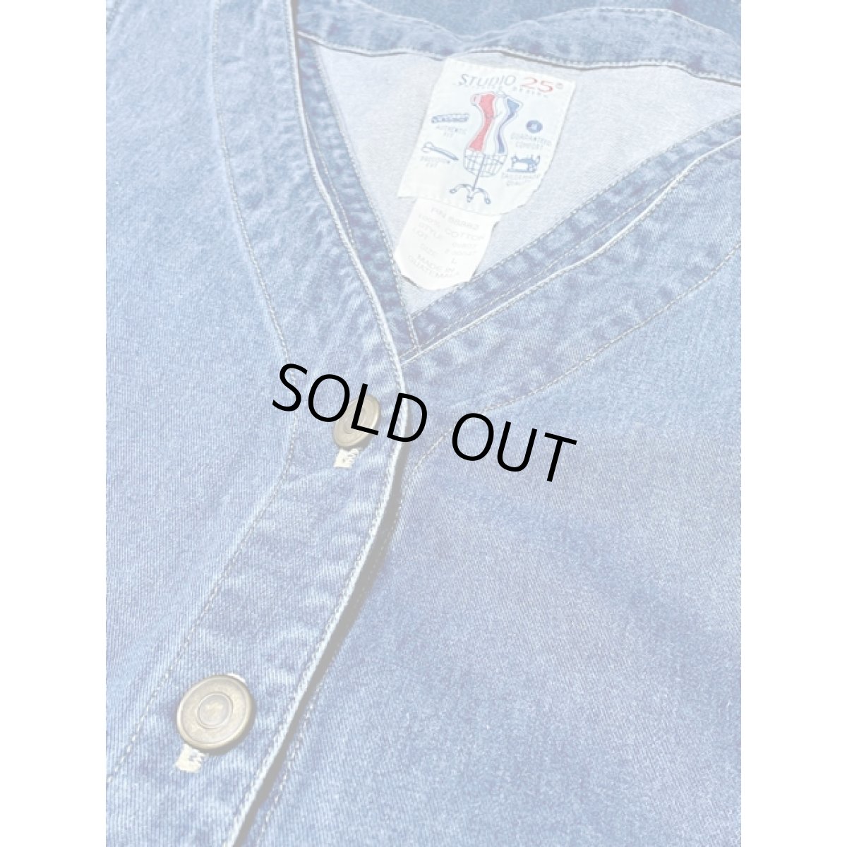 画像12: デニム 前開き ノースリーブ レトロ Guatemala 古着 ヴィンテージシャツワンピース (12)