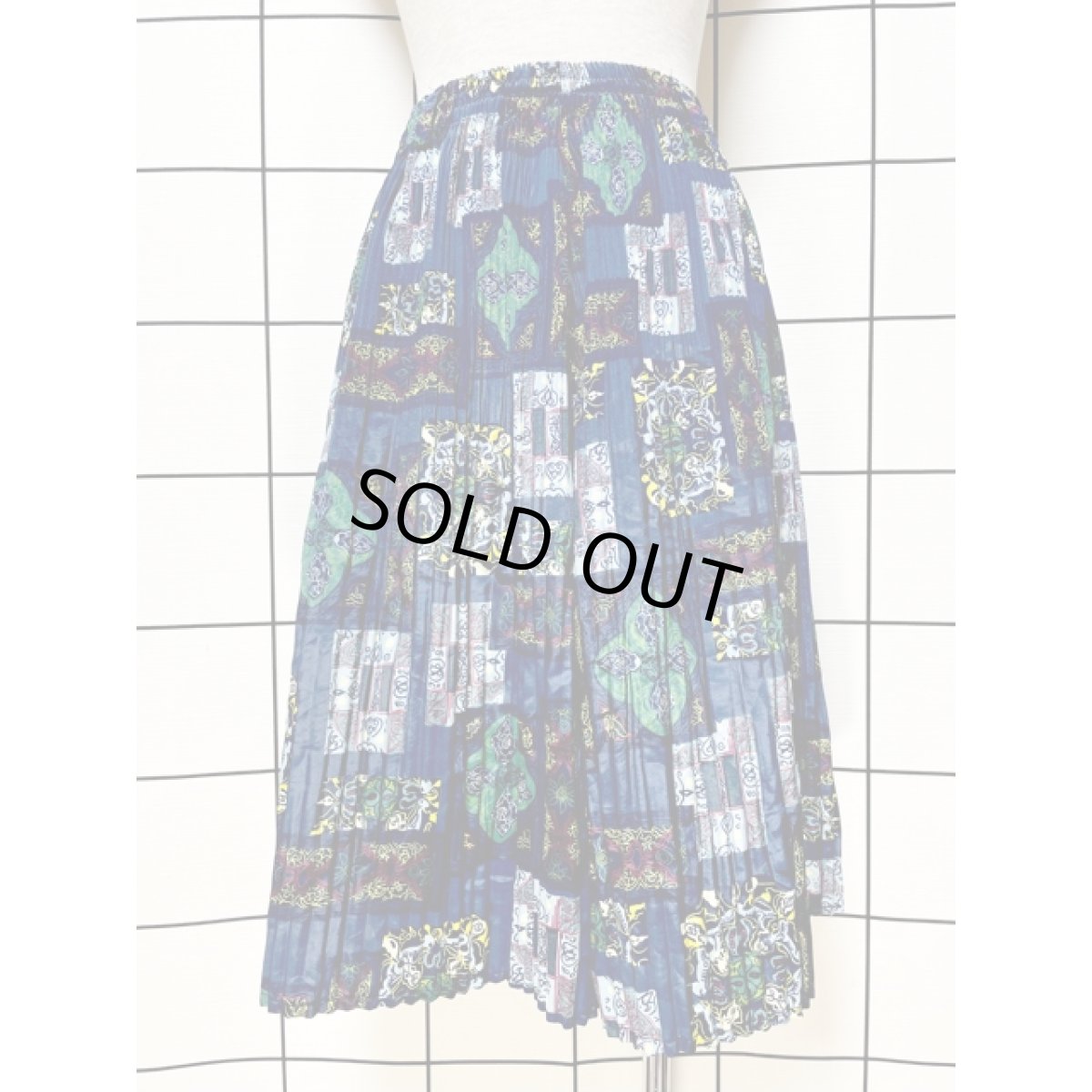 画像2: プリーツ ネイビー ウエストゴム レトロ USA古着 ヴィンテージワイドパンツ (2)