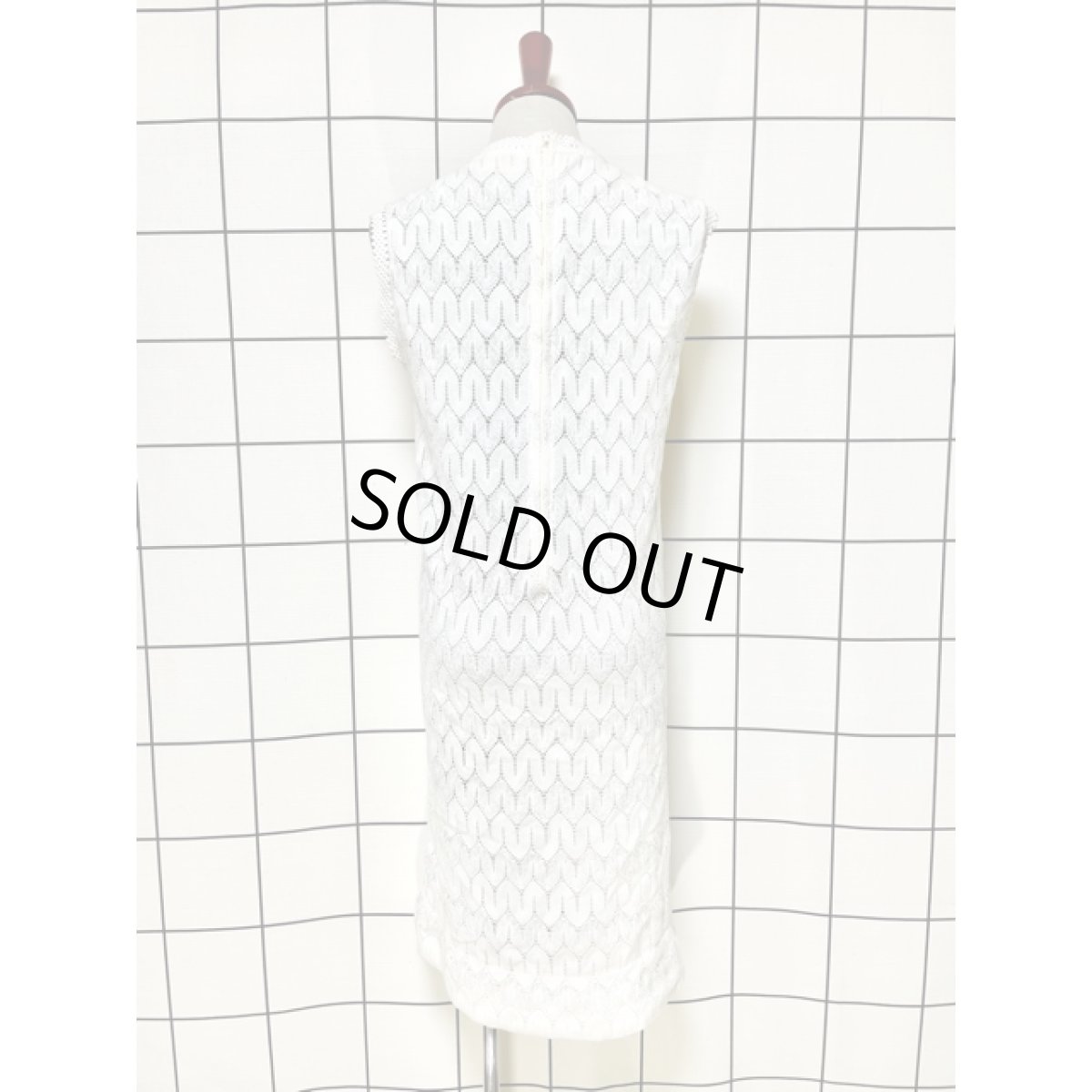 画像3: ニット ホワイト ラメ USA古着 ノースリーブ レトロ  ヴィンテージワンピース (3)